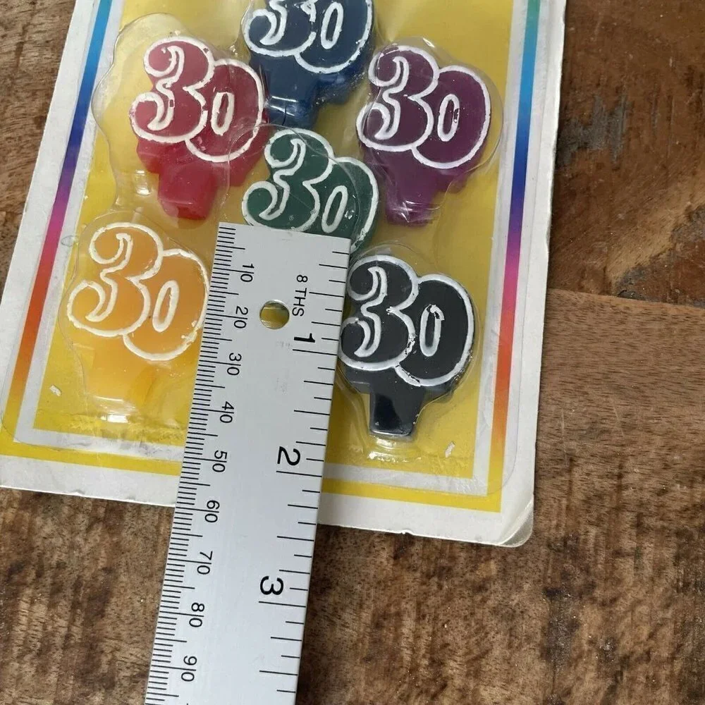 Vintage Amscan Birthday Cake  Candles 30 Set 6 Pieces Cake Toppers Over The Hill